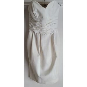VINTAGE JIKI Monte Carlo Silk Mini Cocktail Dress Sz 40/8 White Strapless Luxury